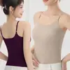 Camisola larga de verano para mujer con copas fijadas al aire sin costuras, almohadillas de sujetador integradas finas y ropa interior ajustada.