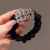 Elegante Scrunchie Negro Plisado con Aleación de Alta Elasticidad para el Cabello, Sencillo Sujetador de Cola de Caballo, Banda para Moño