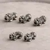Plata de Ley S925 Pulsera Collar Colgantes DIY Charms Accesorios para Joyería Pixiu 3D Plata Antigua Cristal