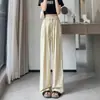 Pantalones Frescos de Seda de Hielo Ultra-Delgados de Yamamoto para Mujer 2026 Nuevo Pierna Recta Caída Adelgazantes Pierna Ancha Casual Pantalones Negros
