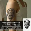 Pegatina de tatuaje de jugo de hierbas realista, cabeza de león audaz transfronteriza, nuevo estilo tradicional, negro y gris, impermeable, de larga duración, sensación de alta gama para hombres y mujeres