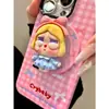 Muñeca Alice Llorando con Lazo de Cuadros Rosa y Blanco de Dibujos Animados Adecuada para Funda de Teléfono Móvil Apple 15 14 iPhone16Promax 14