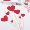 Cartão de inserção de terno de amor linda decoração de bolo de aniversário em formato de coração plug-in glitter casal proposta coração de pêssego vermelho plug-in
