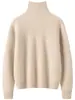 Nuevo suéter de cachemira de cuello alto para otoño e invierno para mujer, tres hilos engrosados, doble bolsillo, tejido de ochos, cárdigan con botones