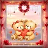 Dia dos Namorados casal urso de desenho animado coração laço adesivo eletrostático para porta e janela de vidro decoração de atmosfera