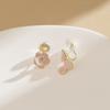 Pendientes asimétricos de flor rosa estilo festivo pendientes dulces sin oreja temperamento romántico suave clip para la oreja de bobina de mosquito