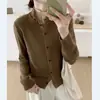 Cardigã de malha falso de duas peças, único e sofisticado, para mulheres, casaco casual de botão único para outono e inverno, suéter ajustado estilo coreano