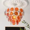 Lámpara de araña romántica de disco de cristal rosa estilo francés para dormitorio y estudio, lámpara de iluminación artística vintage MURANO para comedor