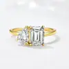 Anel Geométrico de Prata de Lei S925 Gota d'Água Quadrado Zircônia Feminino Design de Nicho Europeu e Americano Moda de Luxo Leve Anel Versátil