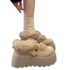 Sapatos de algodão fofos de sola grossa versáteis de moda retrô para mulheres, novo popular da moda de inverno plataforma estilo Birkenstock