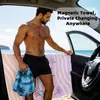 Toalla de playa magnética transfronteriza, toalla de baño de secado rápido, funda de cojín para asiento de coche de doble uso, diseño con patrón de ola degradada para playa y uso en exteriores