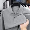 26 Novos Estilos de Camisas Polo Masculinas de Algodão Puro de Manga Longa, Moda Outono Versátil com Gola Cor Sólida Algodão Manga Longa Camisetas Masculinas