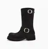 Botas retro Martin super macias de couro para mulheres, novo estilo 2026 botas de moto, botas de cowboy western, salto grosso, bico redondo, botins