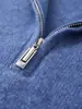 Suéter Casual de Negocios 100% Lana Pura Suéter para Hombre Cuello Medio Alto Medio Cremallera Suéter de Cachemira Cálido Color Sólido Base de Punto