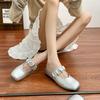 Sandalias Baotou de Nuevo Estilo para Mujer para Usar Afuera en Verano, Zapatos Cuadrados de Punta Alta para Mujer de Gama Alta y Elegantes, Zapatos Mary Jane Plateados