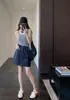 Moda e Estilo ~ Calça de Três Pontos Cor Sólida Anti-Exposição Roupa de Trabalho Bolso Grande Cintura Alta Saia Curta para Mulheres Verão Novo