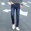 Jeans grosso forrado com fleece popular masculino outono e inverno estilo coreano slim stretch estudante do ensino médio skinny legal moderno calças de rapaz