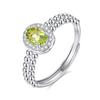 Anillo abierto geométrico ovalado de alta gama de moda plata s925 piedra natural para uso diario simple de lujo ligero