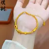 Pulsera de Calabaza Láser Arena Dorada de Alta Retención de Color Tienda de Oro Mismo Estilo Pulsera de Mariposa Brillante Pulsera de Trébol de Cuatro Hojas Exquisita de Nicho