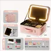 Bolsa de Maquillaje con Luz, Gran Capacidad, Compartimentos Divididos, Almacenamiento Portátil, con Espejo, Estuche de Viaje para Maquillador Profesional, Caja de Maquillaje