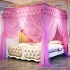 Mosquitera de Comercio Exterior para el Hogar, Malla Encriptada, Gasa, Soporte Engrosado, Tres Puertas, 1.5m/1.8m, Mosquitera de Palacio de Princesa de Pie