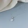Collar Colgante Redondo de Jade Espuma de Agua Chapado en Plata 925 para Mujer, Cadena para Clavícula de Diseño de Nicho de Lujo Ligero Joyería al por Mayor