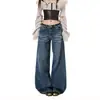 Naranja Pequeño #Lavado Arrugado Diseño Vintage Jeans de Pierna Ancha para Mujer Sueltos Adelgazantes Personalidad Modernos Versátiles Pantalones de Largo Completo