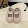 Zapatos Planos Estilo Tweed Boca Baja Franceses Mary Jane para Mujer 2025 Nuevos Otoño e Invierno Retro Velcro Pantuflas de Suela Suave