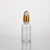 En stock frasco de vidrio para aceites esenciales 10ml frasco transparente con gotero sellado frasco vacío muestra de esencia sub-botella para cosméticos