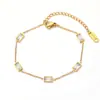 Corrente de Clavícula Europeia e Americana de Aço Inoxidável, Pulseira de Diamante de Alto Padrão, Versátil Pulseira Colar de Aço Titânio com Zircônia Inlaid Dourada