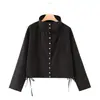 Chaqueta de algodón transfronteriza europea y americana para mujer con cuello alto, cintura anudada, mangas largas, nuevo modelo de verano