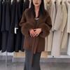 Comercio Exterior Transfronterizo Nueva Atmósfera Peluda Abrigo Capa con Cordones para Mujer Otoño e Invierno Chaqueta de Punto de Gama Alta