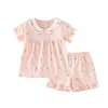 Conjunto de Verão Shanyingfang para Meninas Estilo Princesa Fofo Duas Peças de Manga Curta para Passeios Roupas Infantis para Bebês de 0 a 5 Anos