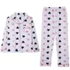 Pijamas para Mulheres Primavera, Outono e Inverno Novo Cardigã de Manga Longa para Mulheres Conjunto Fofo de Duas Peças de Desenho Animado Roupa de Casa Casual Atacado