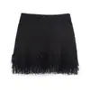 Fabricantes Mayoristas de Ropa para Mujer Transfronterizos 2025 Nueva Falda de Punto a Cuadros Decorada con Borlas Estilo Europeo y Americano