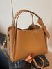 Elegante Bolsa de Mão Balde em Couro Macio para Mulheres Moda Outono 2025 Textura Lichia Bolsa de Ombro Único Transversal de Alta Qualidade