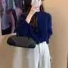 Estilo Coreano Outono e Inverno Novo Veludo Imitação de Visão Redonda Tricô Feminino Estilo Gentil Pulôver Macio Cera Peludo Slimming Look Tricô