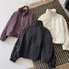 Chaqueta corta de manga larga con cremallera y cordón, cuello alto estilo coreano, para mujer, nueva de otoño, corte holgado, adelgazante, versátil, top tipo cárdigan