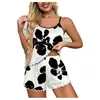 Camisola Sexy Estampada Transfronteriza Europea y Americana para Mujer, Conjunto de Camisola sin Espalda y Shorts, Ropa de Casa Cómoda para Mujer