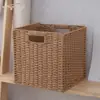 Cesta de Almacenamiento Cuadrada Estilo Americano, Estilo Pastoral, Cesta de Almacenamiento Tejida para el Hogar para Artículos Varios, Libros, Cesta de Almacenamiento para Dormitorio, Suministro del Fabricante