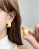 Pendientes coreanos de esmalte amarillo Dongdaemun con goteo de esmalte, Pendientes simples y frescos, Pendientes retro estilo Hong Kong de aguja de plata de alta gama