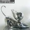 Acero Inoxidable Acabado Espejo Escultura de Gato Adorno Paisajismo de Jardín Comunidad Oficina de Ventas al Aire Libre Arte Decorativo de Lujo Ligero