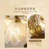 Lámpara de Araña de Sala de Estar de Estilo Francés Personalizada Creativa Media Antigua Crema Cálida Lámpara de Flor Dormitorio Espectro Completo Proyección Lámparas Protección Ojos
