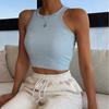 2026 Cross-Border Aliexpress Amazon Wish Moda Feminina Europeia e Americana Primavera e Verão Moda Cor Sólida Regata sem Mangas Camiseta