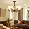 Lustre para sala de estar, estilo retrô americano simples, cúpula de metal, luminária aconchegante para sala de estar, madeira estilo creme vintage