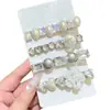 Pinza para el cabello de alta gama con forma de corazón de perla, pinza de pico de pato para flequillo lateral, pinza lateral de figura de ocho con pedrería para mujer