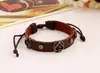 Zona Turística Más Vendido Pulsera Vintage de Cuero de Vaca Joyería para Pareja Pulsera de Estudiante Corazón de Melocotón de Bronce Pulsera de Cuero