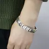 Joyería de Plata de Ley s925 Plata Tailandesa Vintage Pulsera para Hombre Seis Caracteres Mantra Cara Ancha Cadena de Plata para Regalo de Novio