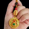 Colgante de la Diosa de la Riqueza Amarilla de la Paz, Brújula de los Ocho Tesoros, Llavero Collar que Atrae la Fortuna, Cadena de Suéter Colgante, Adorno