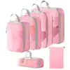 Set de 10 Bolsas de Almacenamiento de Viaje de Compresión Cuidadosamente Seleccionadas, Bolsa de Almacenamiento de Malla con Cordón para Empacar por Separado, Bolsa Organizadora para Equipaje, Maquillaje y Artículos de Tocador